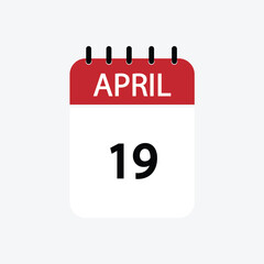 19 april calendar april calendar vector illustration