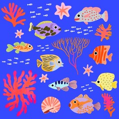 Naklejka premium seamless pattern with fishes