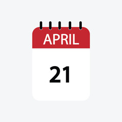 21 april calendar april calendar vector illustration