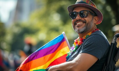 portrait of a young man holding a flag, Generative AI
