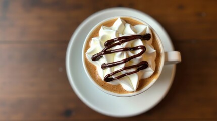 Fototapeta premium Indulging in cozy hot chocolate bliss at home food photography showcase warm atmosphere top-down view of delightful treat