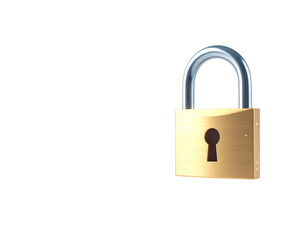 Naklejka premium A - Bitcoin Padlock Floating Above White Surface with Soft Glow, Isolated on Transparent Background.