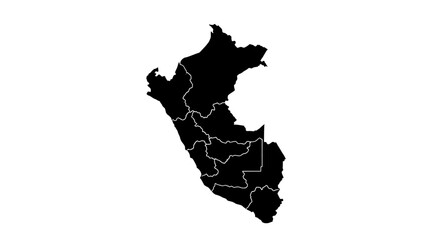 Black and White Map of a Country with Internal Divisions