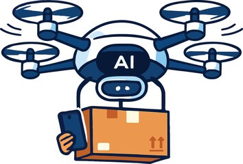 Delivery drone with AI autopilot Illustration
