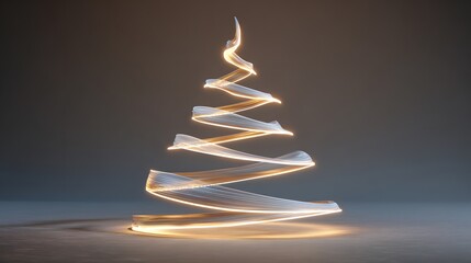Sleek and Minimalist 3D Render of a Christmas Tree Icon Showcasing Smooth Curves, Soft Lighting, and Transparent Canvas