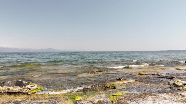 Waves on Sevan  lake's edge. Close-up