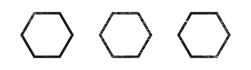 Set of grunge borders in hexagon form