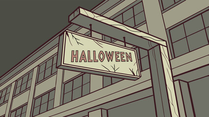 Obraz premium Spooky Halloween Signage Displayed A Creepy Halloween Festival Advertisement