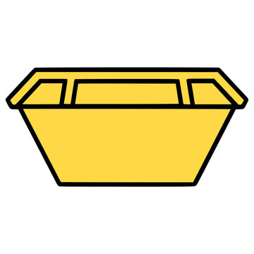 yellow waste skip bin trash flat color vector illustration template design