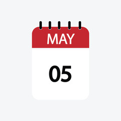 5 may calendar may calendar vector illustration