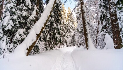 Fototapeta premium Snowy forest path