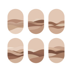 Abstract art featuring tranquil earth-toned waves in a minimalist design across a series of six panels