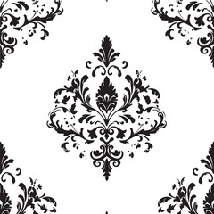 Classic Ornamental Damask Motif with Flourishes
