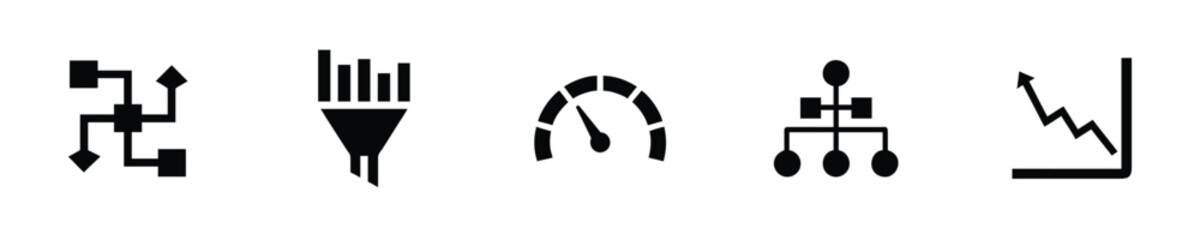 Infographic icons network funnel gauge hierarchy graph diagram flowchart