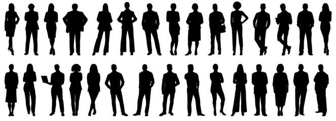 set of business people silhouette. Businessmen and businesswomen silhouette.  