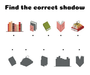 Fun Shadow Game with Book Collections and Reading Items