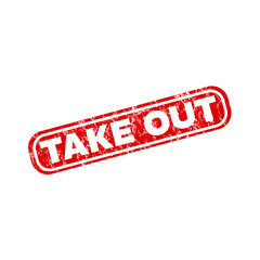 Take out - red grunge stamp