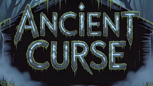 spooky ancient curse glowing font dark woods