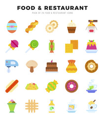 Food and Restaurant web icons in Flat style.