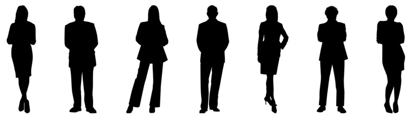 Silhouettes of business people standing, walking, talking and working . business people silhouette  concept vector illustration. 