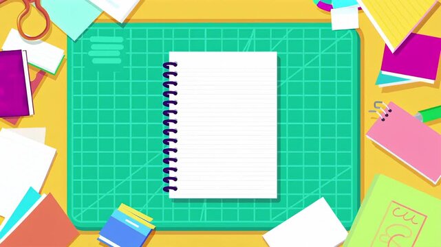 Notebook with Blank Copy Space Academic Paper Stationery Back to School Studying Paperwork Planner Organizer 2D Cartoon Illustration