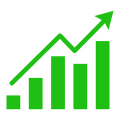Green growth chart isolated on transparent background