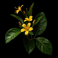 yellow flower on black background