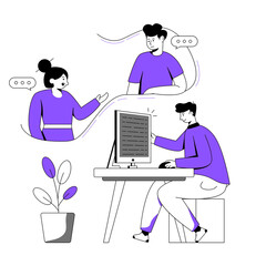 Team collaboration illustration isolated on transparent background