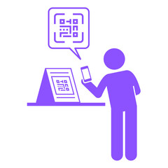 human Qr code scan icon purple isolated on transparent background