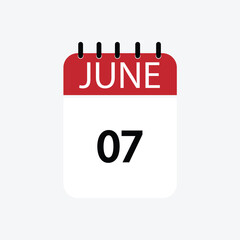 7 june calendar june calendar vector illustration
