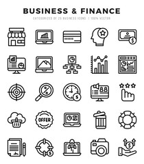 Vector icons set of Business & Finance. Lineal style Icons.