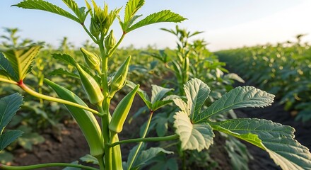 Healthy Okra Crop Cultivation