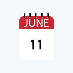 11 june calendar june calendar vector illustration