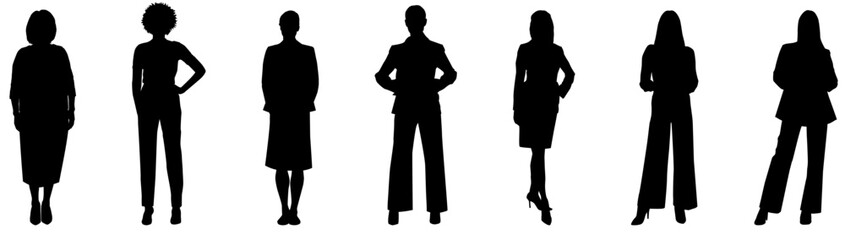 set of businesswoman silhouette. 