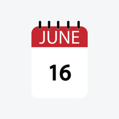 16 june calendar june calendar vector illustration