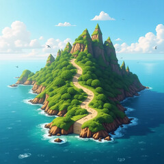tropical island with palm trees
