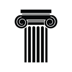 Classic ancient greek ionic column capital and shaft symbol iconic architectural element vector