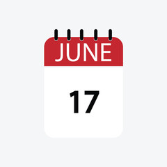 17 june calendar june calendar vector illustration