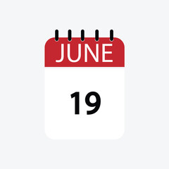 19 june calendar june calendar vector illustration