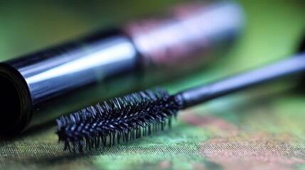 Naklejka premium Close-up of a mascara wand and tube.