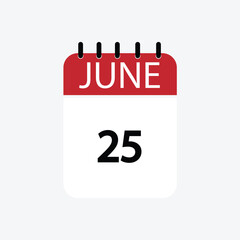 Fototapeta premium 25 june calendar june calendar vector illustration