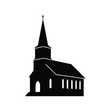 Silhouette of a traditional church building with a steeple and windows vector