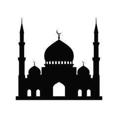 Islamic mosque silhouette with towers and dome sacred architecture symbol vector