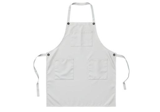 Clean white apron ready for cooking, baking, or crafting, blank canvas design for culinary arts, restaurant branding or creative workshops
