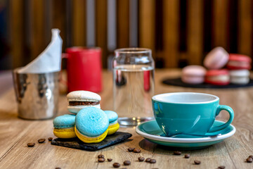 Almond cookies and a cup of coffee on the table