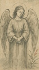 Fototapeta premium Serene angelic figure illustration