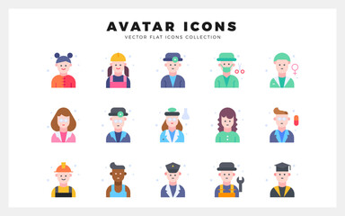 15 Avatar Flat icon pack. vector illustration.