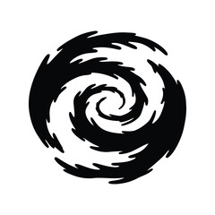 Dynamic black swirl energy vortex abstract symbol motion concept art vector