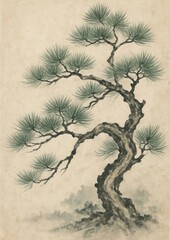 Naklejka premium Elegant pine tree illustration.