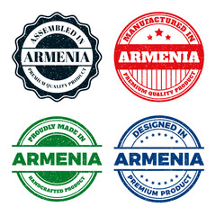 Armenian Product Labels. Premium Quality. Handcrafted. Assembled. Designed
